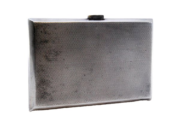 Cigarette Case in Perforated Silver with Interior Support Strips and Hinged  Lid for sale at Pamono