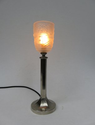 Vintage Art Deco Nickel Plated Frosted Gl Table Lamp For Vintage Art Deco Nickel Plated Frosted Gl Table Lamp 18