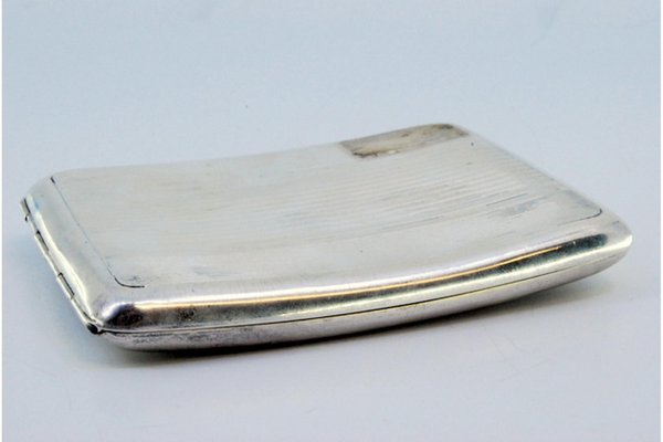 Silver Cigarette Case with Curved Shape