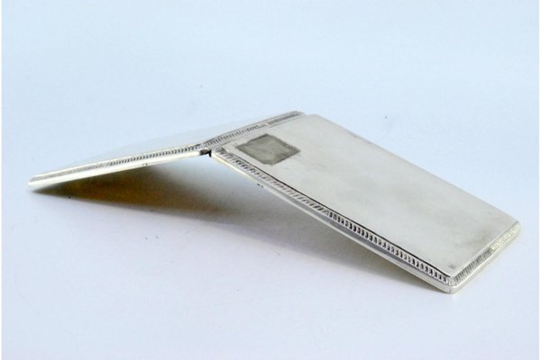 cigarette edge Matte Silver Cigarette Case with Borders on the Edge for sale at Pamono