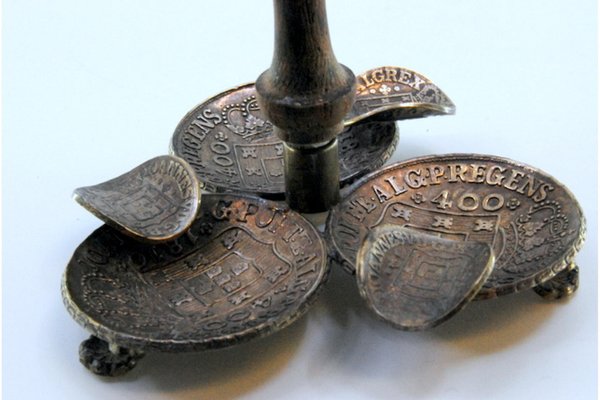 Small Silver Ashtray with Three Cigarette Holders for sale at Pamono