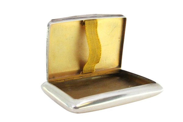 vintage flip top cigarette case peaky blinders Peaky Blinders Tommy Shelby Type Cigarette Case, Rare Flip Lid manufacturers selling 20 sticks of cigarette case with both sides open to support generation of bronze condensed flower metal flip 1950s Rhinestone Studded Brass Cigarette