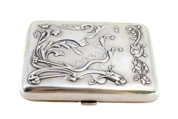 Cigarette Case in Embossed Silver