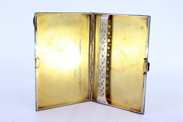silver cigarette case india ANTIQUE INDIAN ENGRAVED SILVER PLATE CIGARETTE CASE / BOX, INDIA MAP &  PALACE