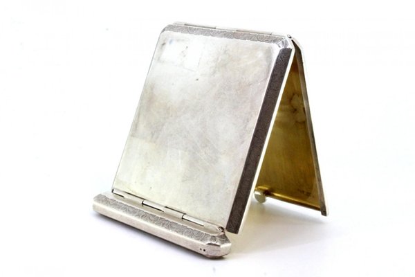 Plain Silver Cigarette Case with Beveled Corners