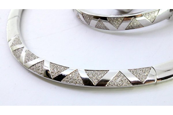Set Di Gioielli 4 Pezzi Placcato Argento Con Zirconi Fiore - Collana, Orecchini, Bracciale, Anello