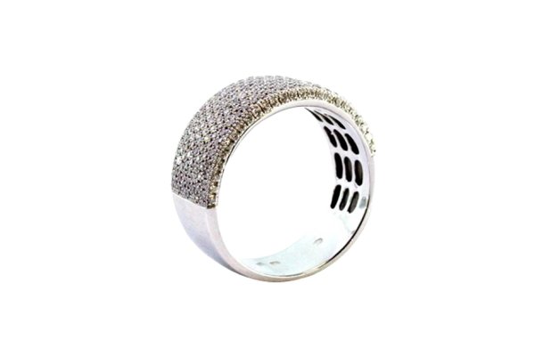 White Gold Ring with Brilliant-Cut Diamonds and Eight Bands
