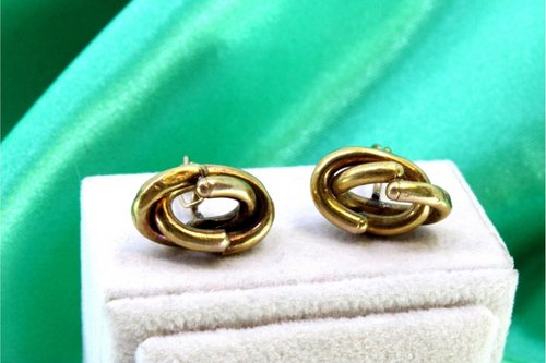 Gemelli in oro giallo con maglie intrecciate, set di