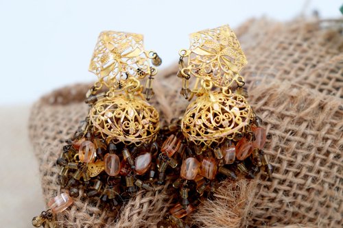 18 Karat Gold Filigree Earrings, Set of for sale at Pamono