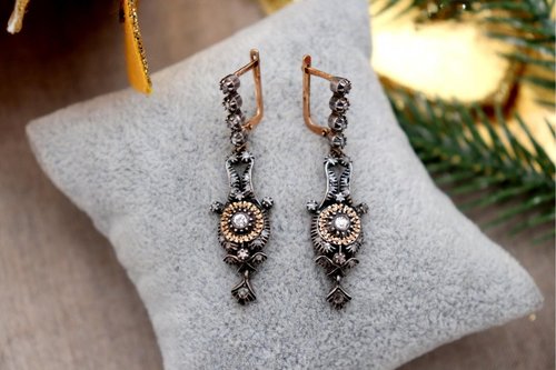 Orecchini A Corona Di Natale In Argento 925 Con Cristalli: Gioiello Scintillante Per Le Feste, Regalo In Confezione Originale