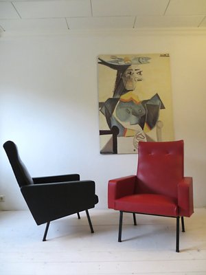 Black Lounge Chairs 1950s Set, 1950 S Vintage Living Room Furniture