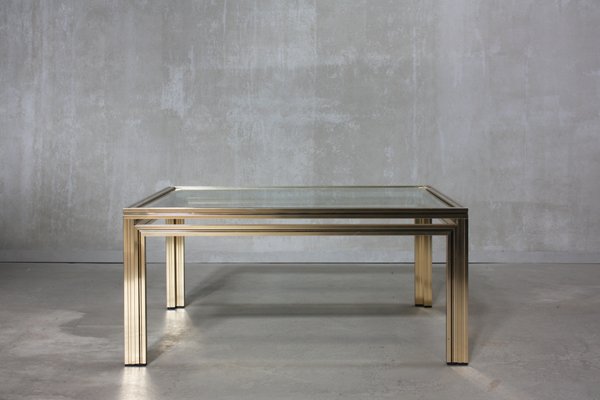 Table Basse Doree Carree Par Pierre Vandel France 1970s En Vente