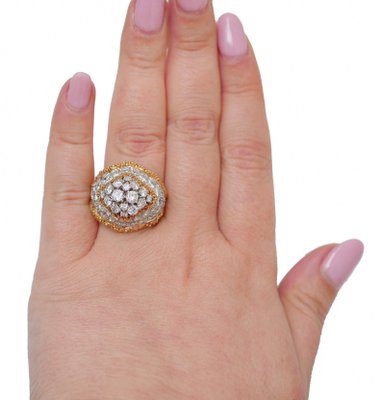 Oro Anello In Platino Anello A Fiore Antico In Platino E Oro