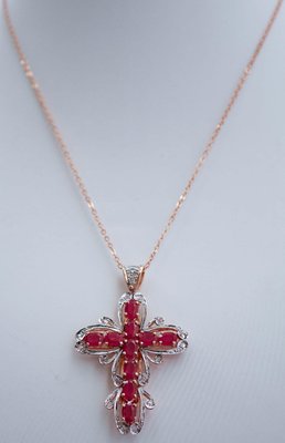 Collana Croce Donna Con Diamante Artificiale - Oro, Argento O Rosa - Gioiello Bigiotteria Elegante - Foto 8