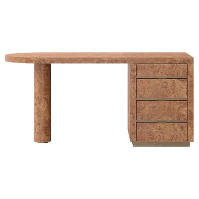 Scrivania in legno naturale goffrato con gamba tonda di