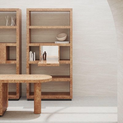 Offene strukturierte Naturholzregale mit Metallic-Bronze-Finish von Ultramobili bei Pamono kaufen