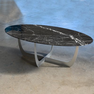 Valentine Nero Marquina Marmor Ovaler Couchtisch von WM Metal Design bei Pamono kaufen