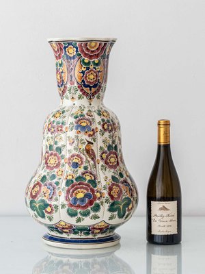 Vintage Hand-Painted Polychrome Delft Double Gourd Vase from