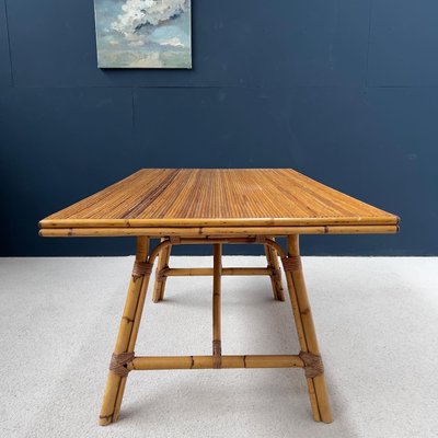 Esstisch aus Bambus & Rattan von Audux Minet, 1960er bei Pamono kaufen
