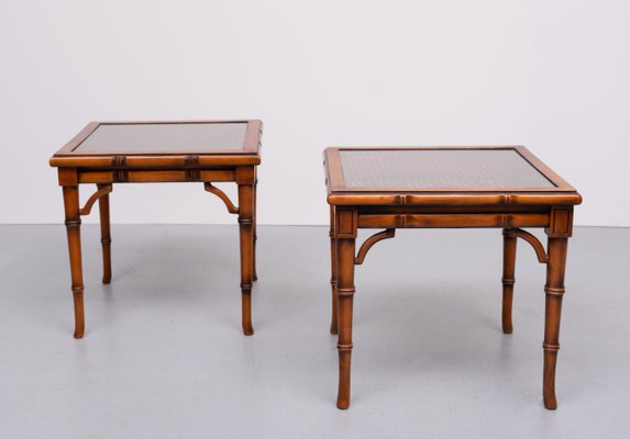 Tavolini in finto bambù e ciliegio, Inghilterra, anni '70, set di