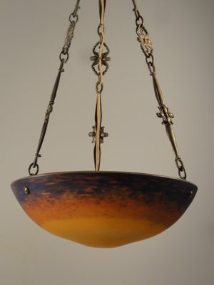 Vintage Orange Blue Art Nouveau Ceiling Lamp From Muller Freres