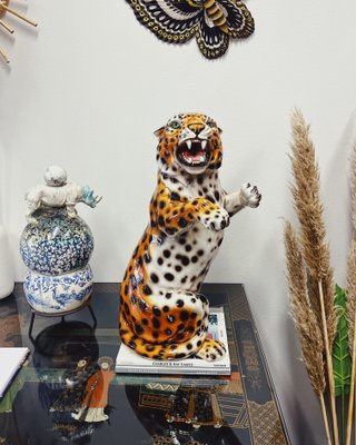 Leopard Statue in Ceramic from Ceramiche Boxer for sale at Pamono