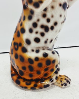 Leopard Statue in Ceramic from Ceramiche Boxer for sale at Pamono