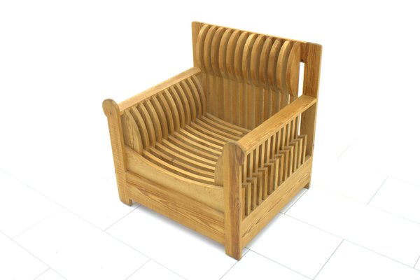 Poltrona in legno di pino di Mario Ceroli per Poltronova, anni \'70 ... Poltrona in legno di pino di Mario Ceroli per Poltronova, anni \'70 ...