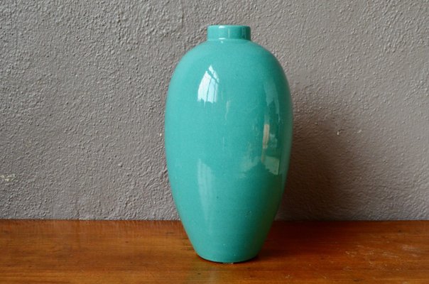 Large Turquoise Primavera Vase by Céramique Dart De Bordeaux, 1930 for sale at Pamono