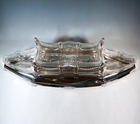 Großer Silberner Übertopf mit 3 Glaseinsätzen von Wilkens & Sons, Deutschland, 1906