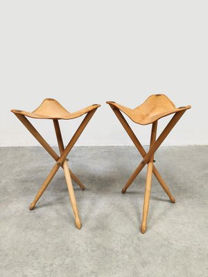 Leather Foldable Hunting Chair Vintage Folding Hunting Stools In