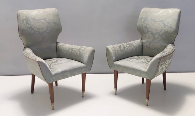 Set von italienischen Vintage Sesseln mit Gestell aus Nussholz, 1950er bei Pamono kaufen