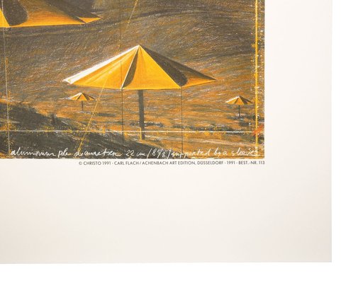 Christo, The Umbrellas (Yellow), Color Print, 1991 for sale at Pamono