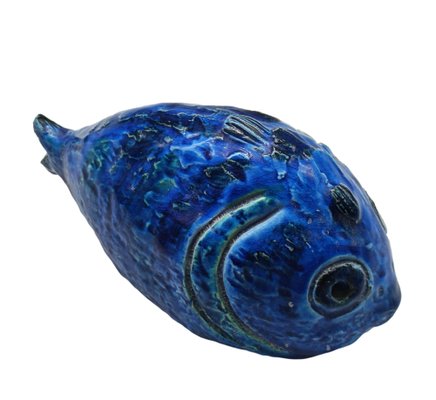 Blue Ceramic Fish by Aldo Londi for Flavia Montelupo Bitossi