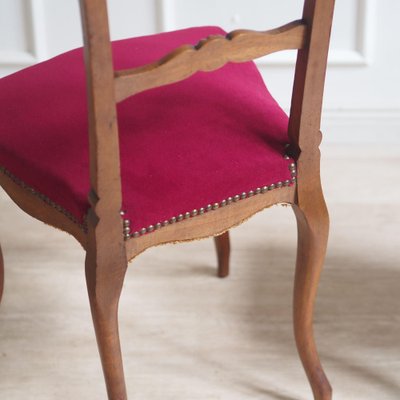 Vintage French Chairs with Wine-Red Velvet, 1890s-1910s, Set of 2