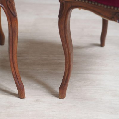 Vintage French Chairs with Wine-Red Velvet, 1890s-1910s, Set of 2