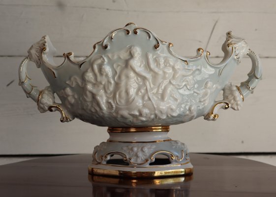 Baroque Gondola-Shaped Centerpiece in White, Light Blue and Gold