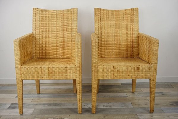 Vintage Wooden and Rattan Armchair for sale at Pamono