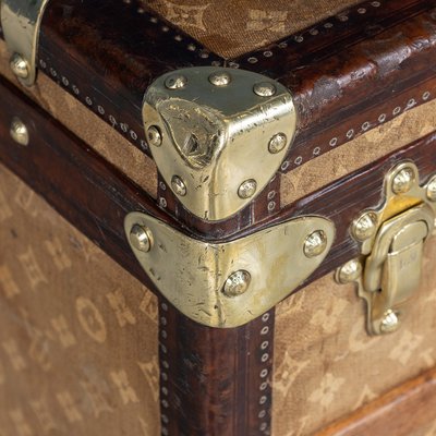 Antique 19th Century Louis Vuitton Courier Trunk in Woven Canvas