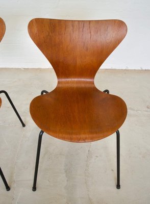 Vintage Danish Teak Dining Chairs Model 3107 Syveren by Arne