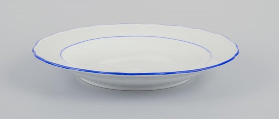 Deutsche Speiseteller aus Weißem Porzellan mit Blauem Rand von Meissen, 6 . Set bei Pamono kaufen