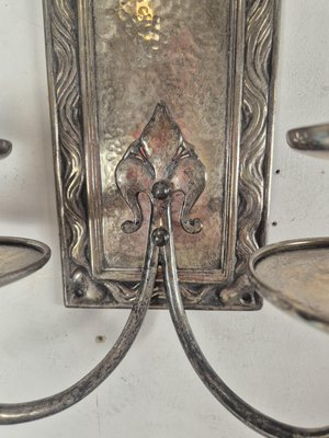 Versilberte Art Deco Wandkerzenhalter, 1940er, 2er Set bei Pamono kaufen