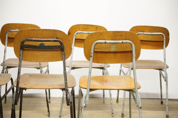 【1960s-1970s USA vintage】 スクールチェア アイボリー Vintage Industrial School Chairs, 1970s, Set of 6 for sale at Pamono