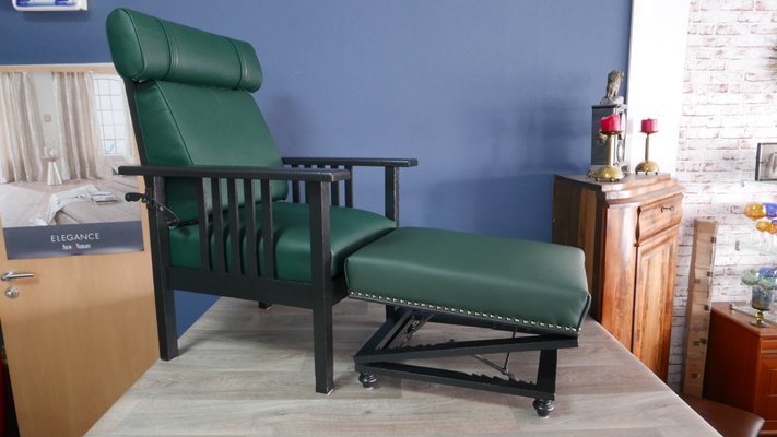 Bauhaus Lounge Chair with Ottoman in Oak and Leather, 1930s for