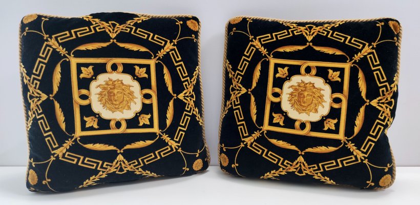 Black Throw Pillows from Gianni Versace, 1980s, Set of for sale