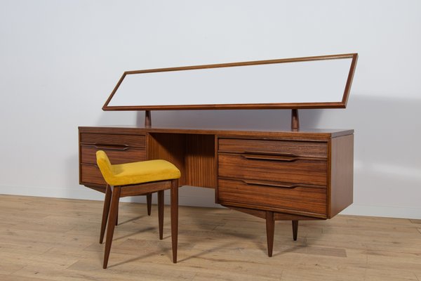 white and brown dressing table Reed Mango Wood and White Marble Dressing Table main image 1
