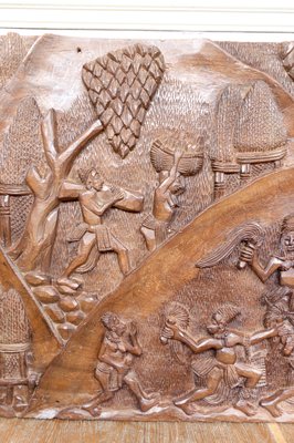 Cameroonian Bamoun Artist, Carved Monoxyle Bas-Relief Panel, 1960s