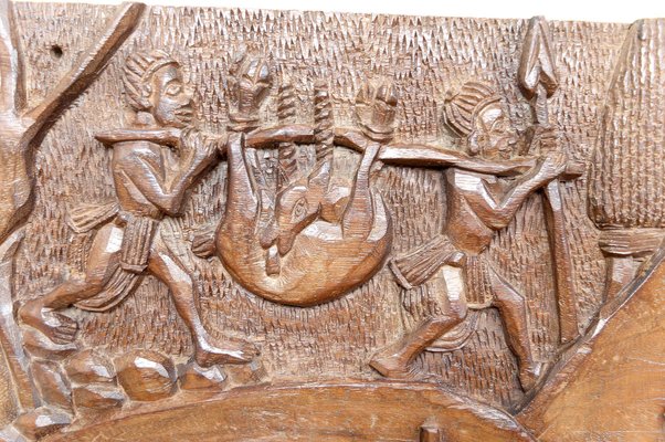 Cameroonian Bamoun Artist, Carved Monoxyle Bas-Relief Panel, 1960s