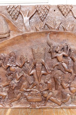 Cameroonian Bamoun Artist, Carved Monoxyle Bas-Relief Panel, 1960s