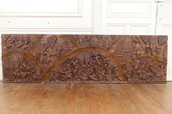 Cameroonian Bamoun Artist, Carved Monoxyle Bas-Relief Panel, 1960s
